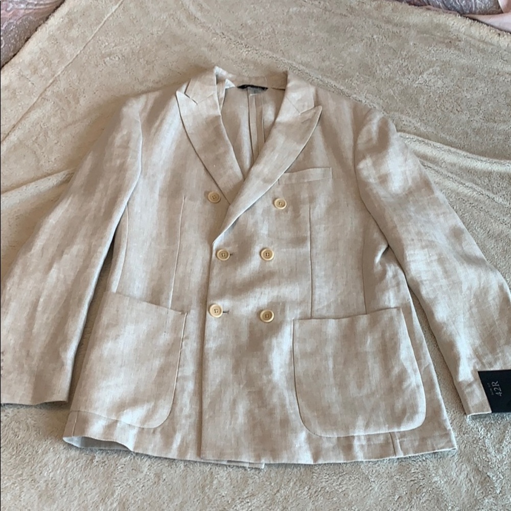NWT Men’s Cream Linen Slim-Fit Blazer 42R